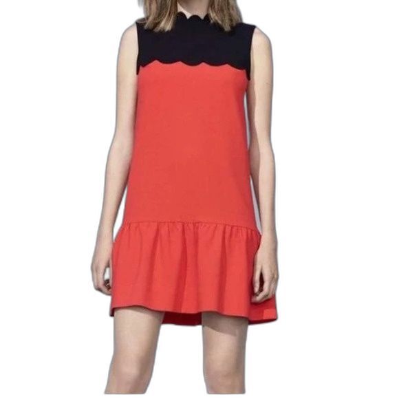 Victoria Beckham for target orange dress Scalloped Shift Dress size M posh spice - Picture 6 of 9